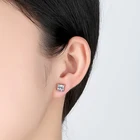 Custom 925 sterling silver square princess cut cz cubic zirconia stud earrings