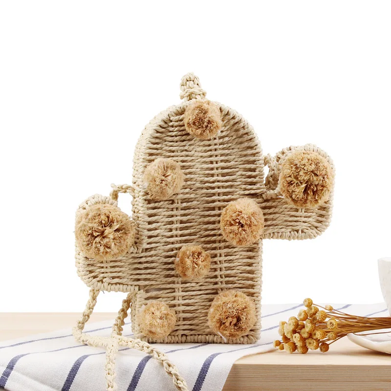 2021 New style handmade mini cactus pattern pom pom women summer straw beach shoulder bag, Natural
2021 New style handmade mini cactus pattern pom pom women summer straw beach shoulder bag, Natural