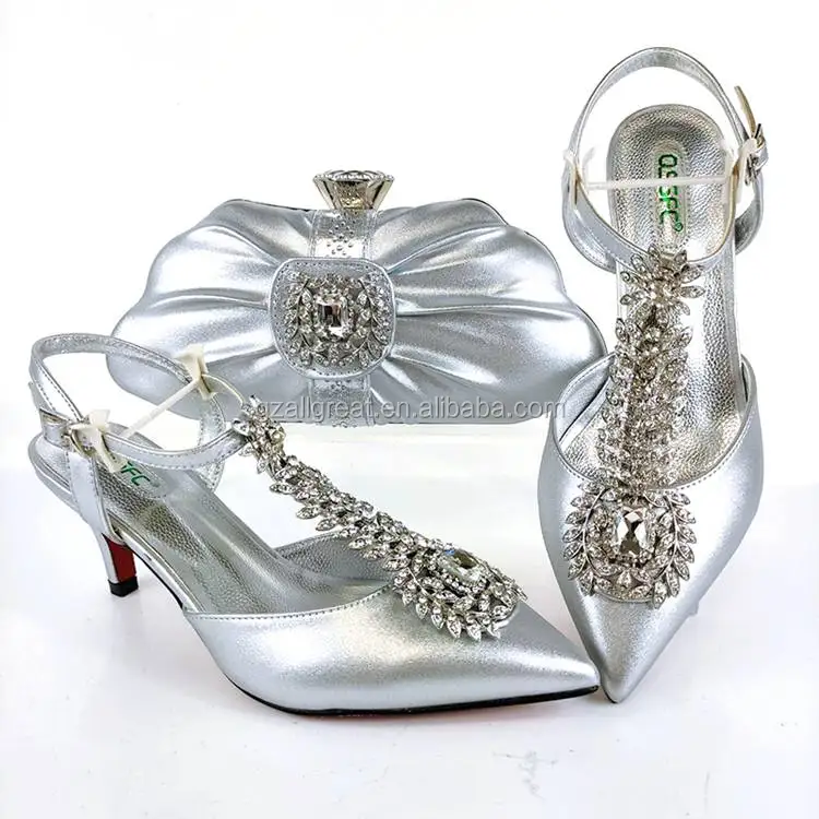 AB8639 Fashion Shoes and Bag Set Genuine Leather Nigeria Shoes for Women