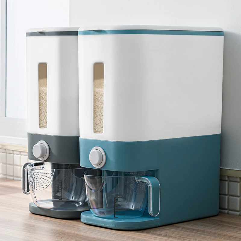 Boxed Rice Grain Dispenser Storage Box Automatic Plastic Rice Box, White+blue white+grey
Boxed Rice Grain Dispenser Storage Box Automatic Plastic Rice Box, White+blue white+grey