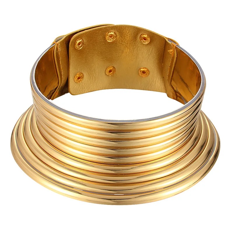African Necklace Women Gold Color Leather Collar Necklace African Jewelry Adjustable Big Choker Necklaces Jewelry, Picture shows
African Necklace Women Gold Color Leather Collar Necklace African Jewelry Adjustable Big Choker Necklaces Jewelry, Picture shows