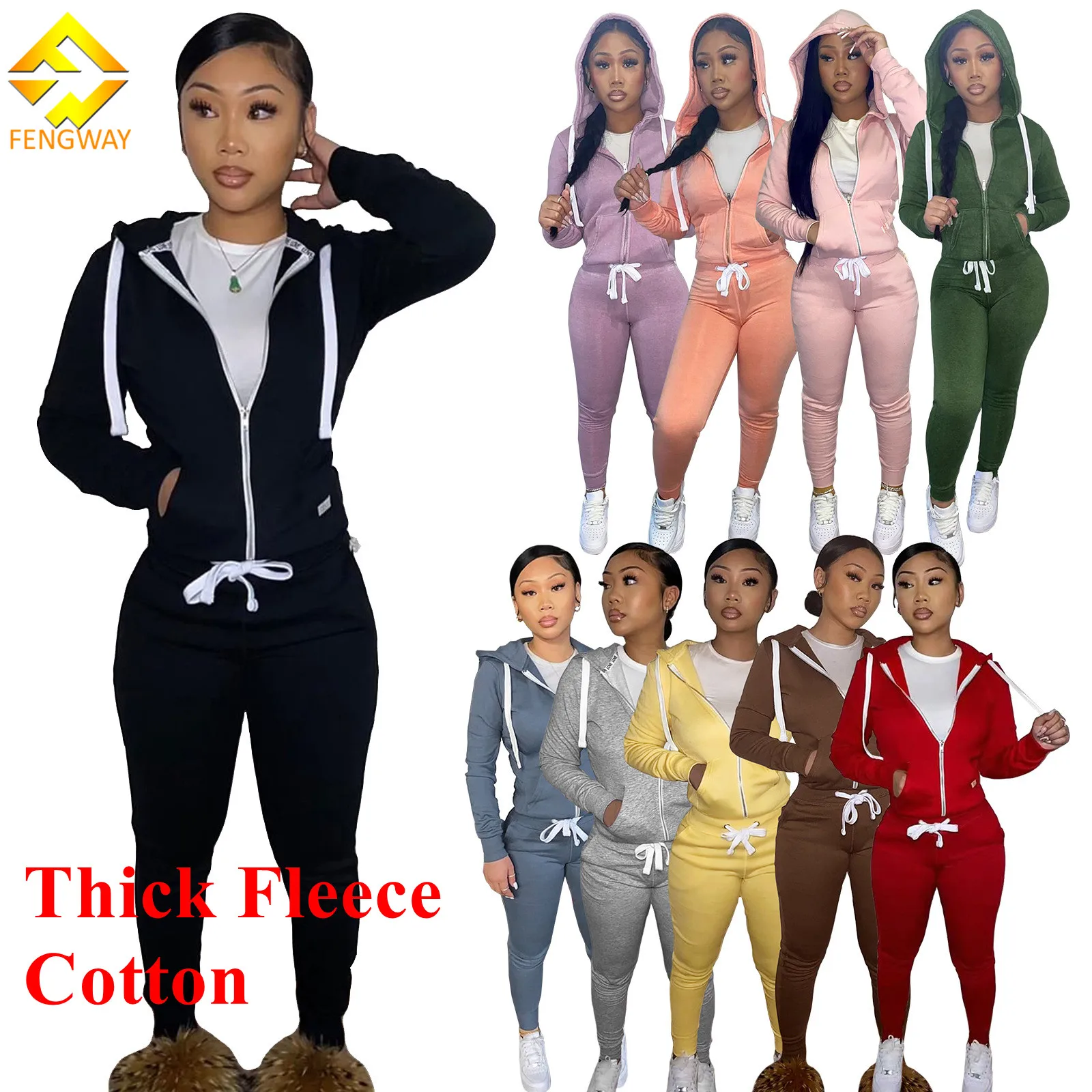 womens winter clothing 2021 zipper hoodie set cotton thick fleece Sweatsuit woman tracksuit two piece jogger Set
womens winter clothing 2021 zipper hoodie set cotton thick fleece Sweatsuit woman tracksuit two piece jogger Set