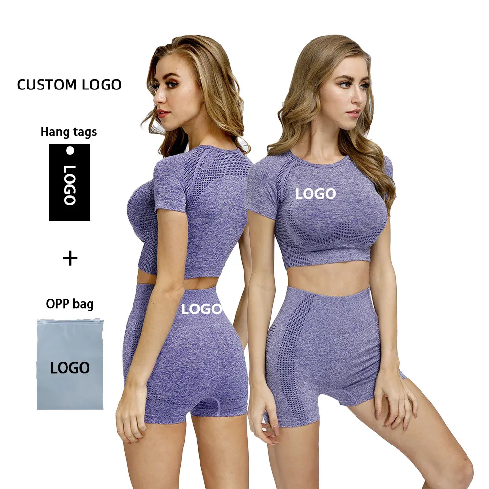 2020 women seamless set vital short sleeve crop top t-shirt running workout shorts 2pcs set, Printed
2020 women seamless set vital short sleeve crop top t-shirt running workout shorts 2pcs set, Printed