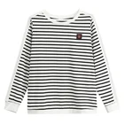 Latest Designs Women Round Collar Striped Embroidery Logo Long Sleeve T-shirt