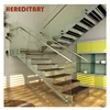 Tempered glass rubber wood staircase used metal stairs for outdoor stair steps