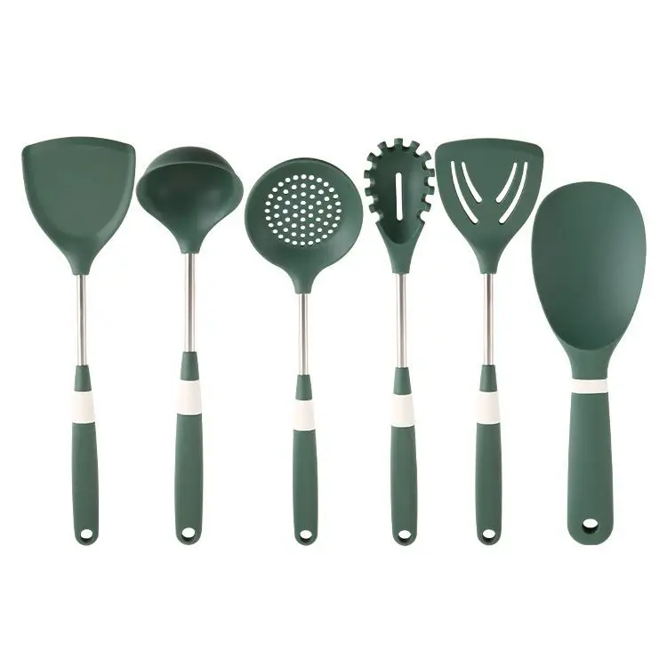 New design Morandi Black Green Non-stick 304 Stainless steel Cookware 6 Piece soft silicone utensils set
New design Morandi Black Green Non-stick 304 Stainless steel Cookware 6 Piece soft silicone utensils set