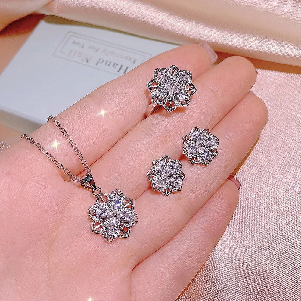 New Wedding Cubic Zircon Pendant Earrings Rings Necklace Set Bridal Engagement Wedding Jewelry Elegant Female Earring Fine Gift, Customized color
New Wedding Cubic Zircon Pendant Earrings Rings Necklace Set Bridal Engagement Wedding Jewelry Elegant Female Earring Fine Gift, Customized color