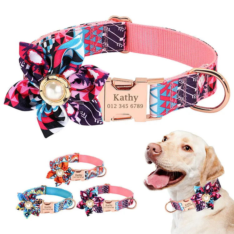 Personalized Coleira Pet Nylon Custom Flower Girl Fashion Dog Cat Pet Collar Custom Colliers De Chien
Personalized Coleira Pet Nylon Custom Flower Girl Fashion Dog Cat Pet Collar Custom Colliers De Chien