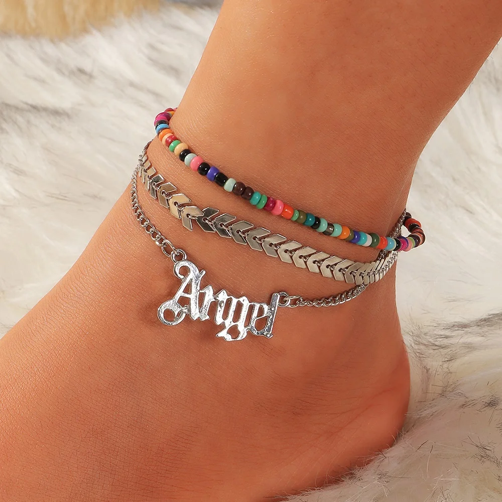 Plated 18K Gold White Gold Jewelry Fashion Women Letter Angel Anklet Women Multi-layer Anklet
Plated 18K Gold White Gold Jewelry Fashion Women Letter Angel Anklet Women Multi-layer Anklet