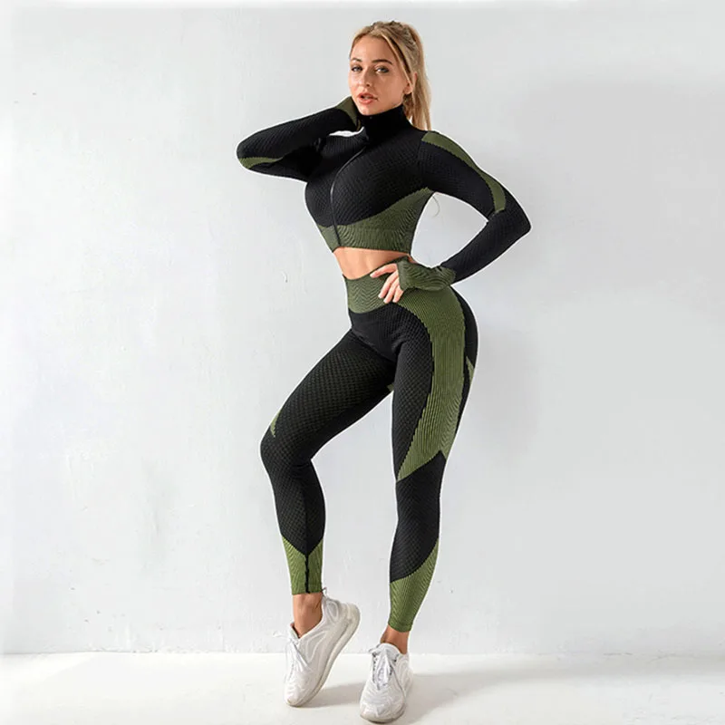 Push Up Fitness Sport Suit Seamless Women Yoga Set Long Sleeve yoga Clothing 2/3 Pcs Female Sport Gym Suits Wear Running Clothes, 10 colors, as picture shown
Push Up Fitness Sport Suit Seamless Women Yoga Set Long Sleeve yoga Clothing 2/3 Pcs Female Sport Gym Suits Wear Running Clothes, 10 colors, as picture shown