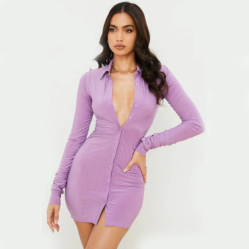 Fashion Slim Dresses 2021 Full Sleeve Pleated Dress Turn-Down Neck Women's Dress, As picture
Fashion Slim Dresses 2021 Full Sleeve Pleated Dress Turn-Down Neck Women's Dress, As picture