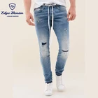 Latest design custom ripped blue mens jeans summer skinny jeans denim pants hole