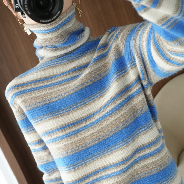 HDSK2112032 Hot Selling Ladies Colorful Stripe Turtleneck Slim Long Sleeves Knit Pullover Roll Neck Sweater for Women, Black/green/orange/blue/watermelon/tomato/bean red/camel
HDSK2112032 Hot Selling Ladies Colorful Stripe Turtleneck Slim Long Sleeves Knit Pullover Roll Neck Sweater for Women, Black/green/orange/blue/watermelon/tomato/bean red/camel