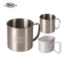 round metal tin stainless steel mug with carabiner handle and lid stein beer party cups travel mug private label with lid 8oz