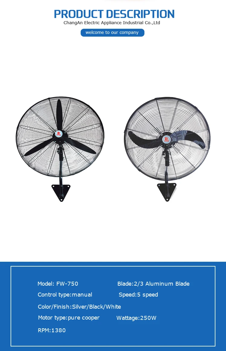 Wall Fan, 3-Speed, 250, Metal - detail 6