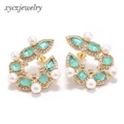 Hot sale pearl cz stud earrings party girl luxury jewelry sweet earrings for women 2019