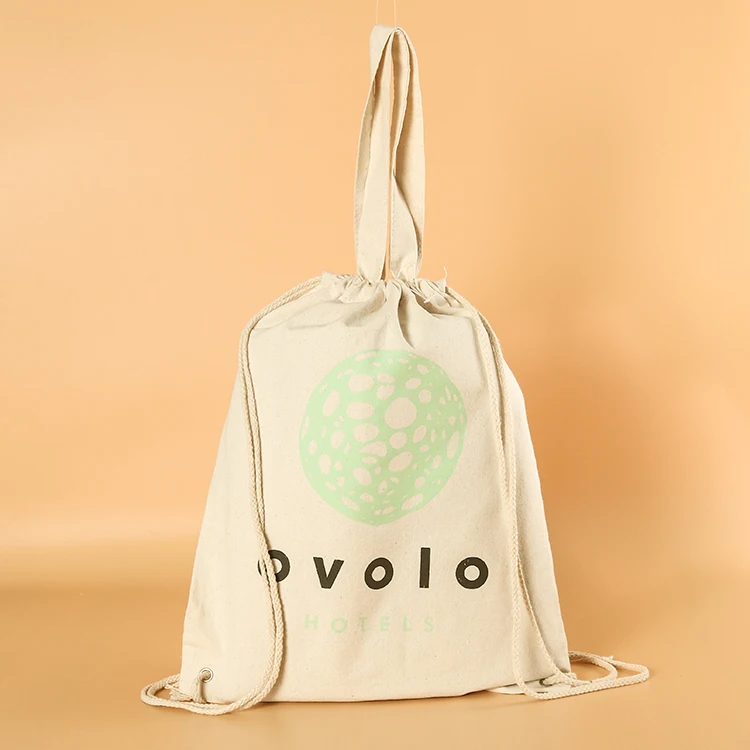 custom cotton canvas drawstring bag printed promotional