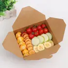 Eco-Friendly Disposable Kraft Paper Lunch Box Anti Oil Picnic Takeout Box Travel Food Containers Lunch Paper Box