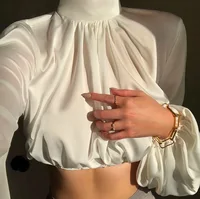 New Women Lace Puff Sleeve Bandage Crop Top Blouse Sexy Ladies Shirts Solid White Blouses Tops
New Women Lace Puff Sleeve Bandage Crop Top Blouse Sexy Ladies Shirts Solid White Blouses Tops