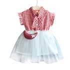 2019 summer korean fashion lace baby clothes kids clothing girl children dresses white shirt plaid skirt princess dress