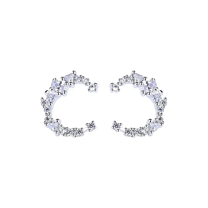 Customize 925 sterling silver jewelry white gold plated zircon moon stud earrings for women
Customize 925 sterling silver jewelry white gold plated zircon moon stud earrings for women