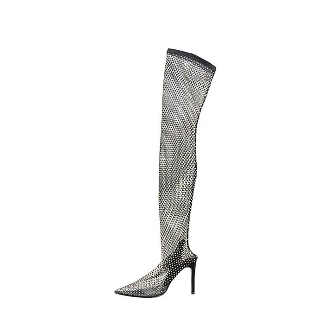 Pointed Toe Hollow Rhinestone Long Tube High Heel Shoes New Fashion Mesh Stiletto Sexy Fishnet Sandals
Pointed Toe Hollow Rhinestone Long Tube High Heel Shoes New Fashion Mesh Stiletto Sexy Fishnet Sandals