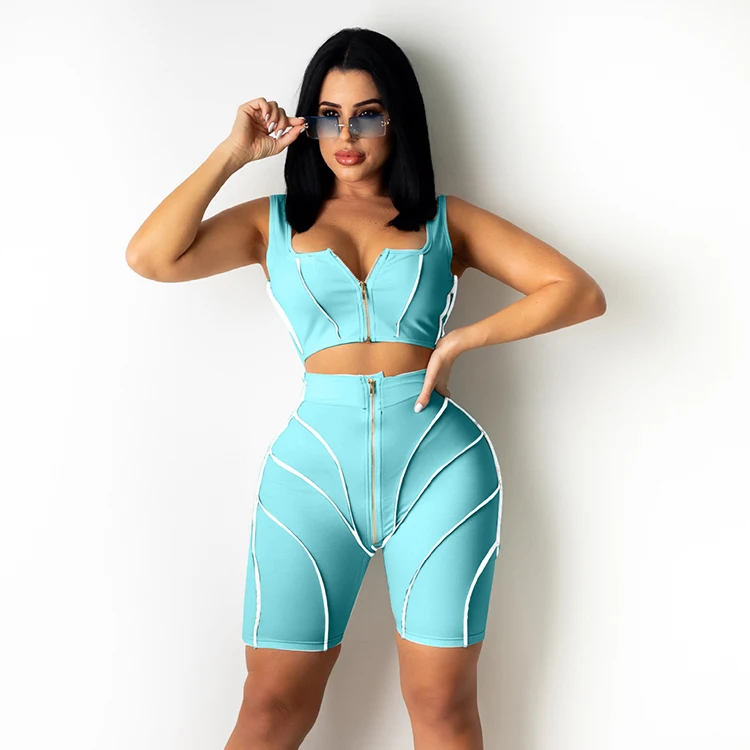 Trendy Sleeveless Top Zipper Female Tracksuits Work Out Apparel Womens Gym Comfy Shorts Sets, White,light blue,black
Trendy Sleeveless Top Zipper Female Tracksuits Work Out Apparel Womens Gym Comfy Shorts Sets, White,light blue,black