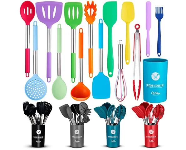 Silicone Cooking Utensil Set 14 Pieces Kitchen Utensils with Holder Safe Food-Grade Silicone Heads and Stainless Steel Handles
Silicone Cooking Utensil Set 14 Pieces Kitchen Utensils with Holder Safe Food-Grade Silicone Heads and Stainless Steel Handles