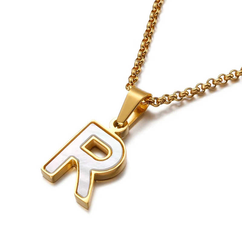 

2021 New Fashion necklace stainless steel letters necklace A-Z Shell Necklace Personalized Capital initial New Jewelry, Gold color
