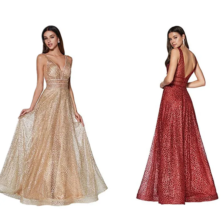 2021 New arrival V-neck sequined A-line skirt tulle embroidered evening gown, Rose gold/burgundy
2021 New arrival V-neck sequined A-line skirt tulle embroidered evening gown, Rose gold/burgundy