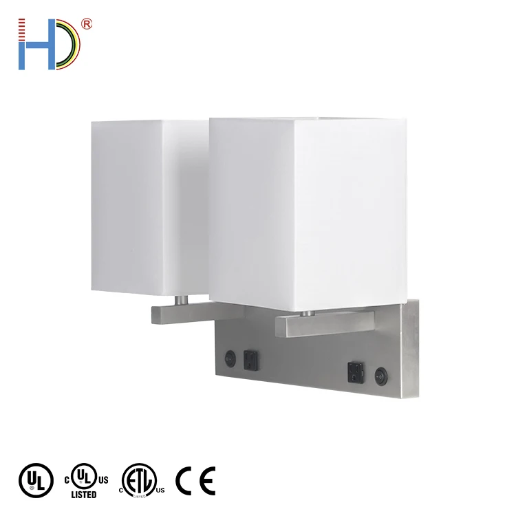Contemporary Led Indoor White Shades Rocker Switches Metal Wall Light