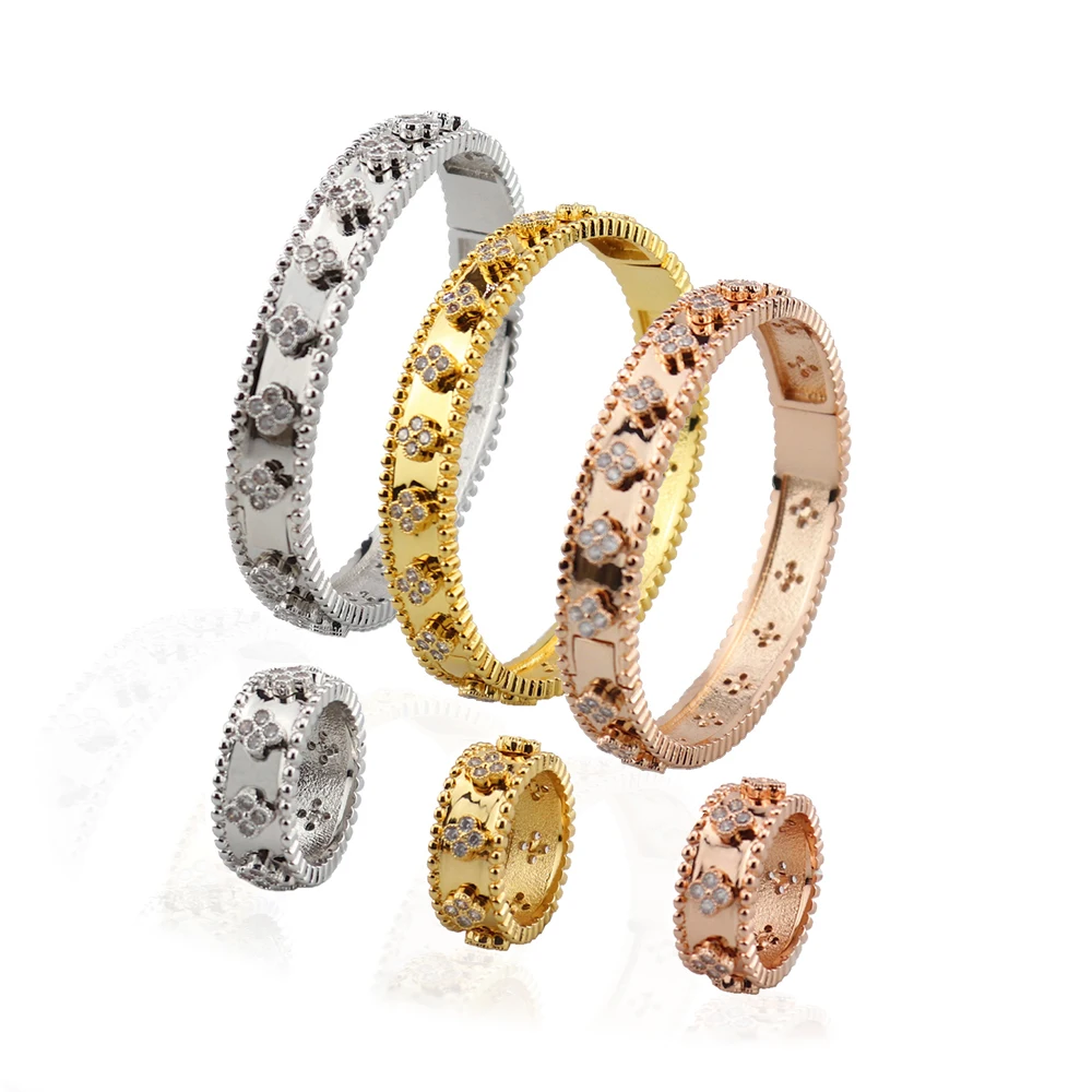BG0173 Necklace Bracelet Ring Set Popular 18k Gold Jewelry Four Leaf Clover Fshion Jewelry Set, Pictures
BG0173 Necklace Bracelet Ring Set Popular 18k Gold Jewelry Four Leaf Clover Fshion Jewelry Set, Pictures