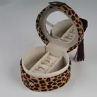 Fashion Leopard PU Leather Portable Rings Organizer Jewelry Gift Boxes for Lady