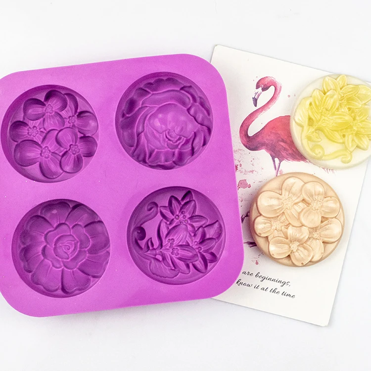 ES221 DIY Handmade 4 Cavity Different Flower Shaped Silicone Soap Candle Cake Mold Round Soap Making Mould, As picture
ES221 DIY Handmade 4 Cavity Different Flower Shaped Silicone Soap Candle Cake Mold Round Soap Making Mould, As picture