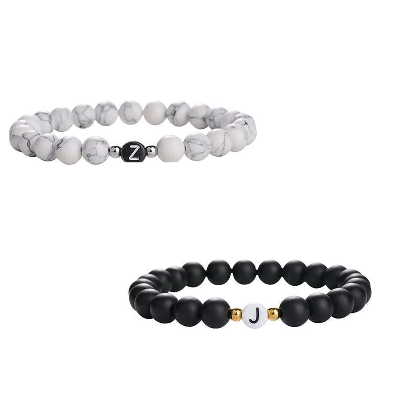 Black White Natural Turquoises Stone DIY Id 26 Letters Initial Name Bracelet Couple Jewelry Friendship Gift
Black White Natural Turquoises Stone DIY Id 26 Letters Initial Name Bracelet Couple Jewelry Friendship Gift