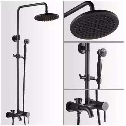 

Black Bronze Faucet Rainfall Shower Head Shower set Set Bathroom Complete Set with Hand Sprayer Tub