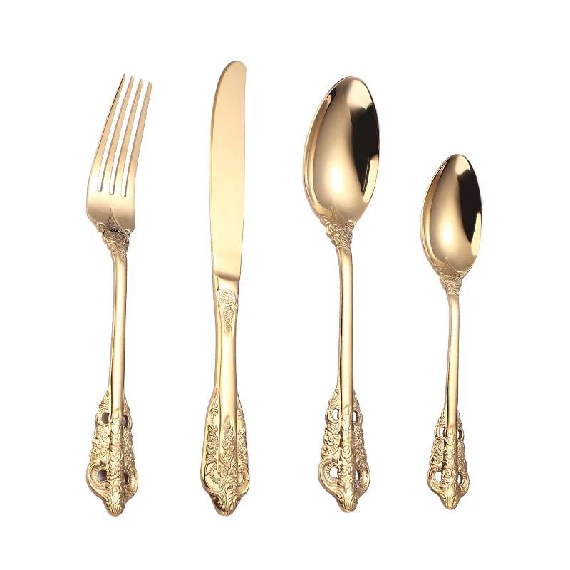 Royal Vintage 304 Stainless Steel Knife Fork Spoon Luxury High Quality Gold Wedding Cutlery Set, Gold/silver
Royal Vintage 304 Stainless Steel Knife Fork Spoon Luxury High Quality Gold Wedding Cutlery Set, Gold/silver