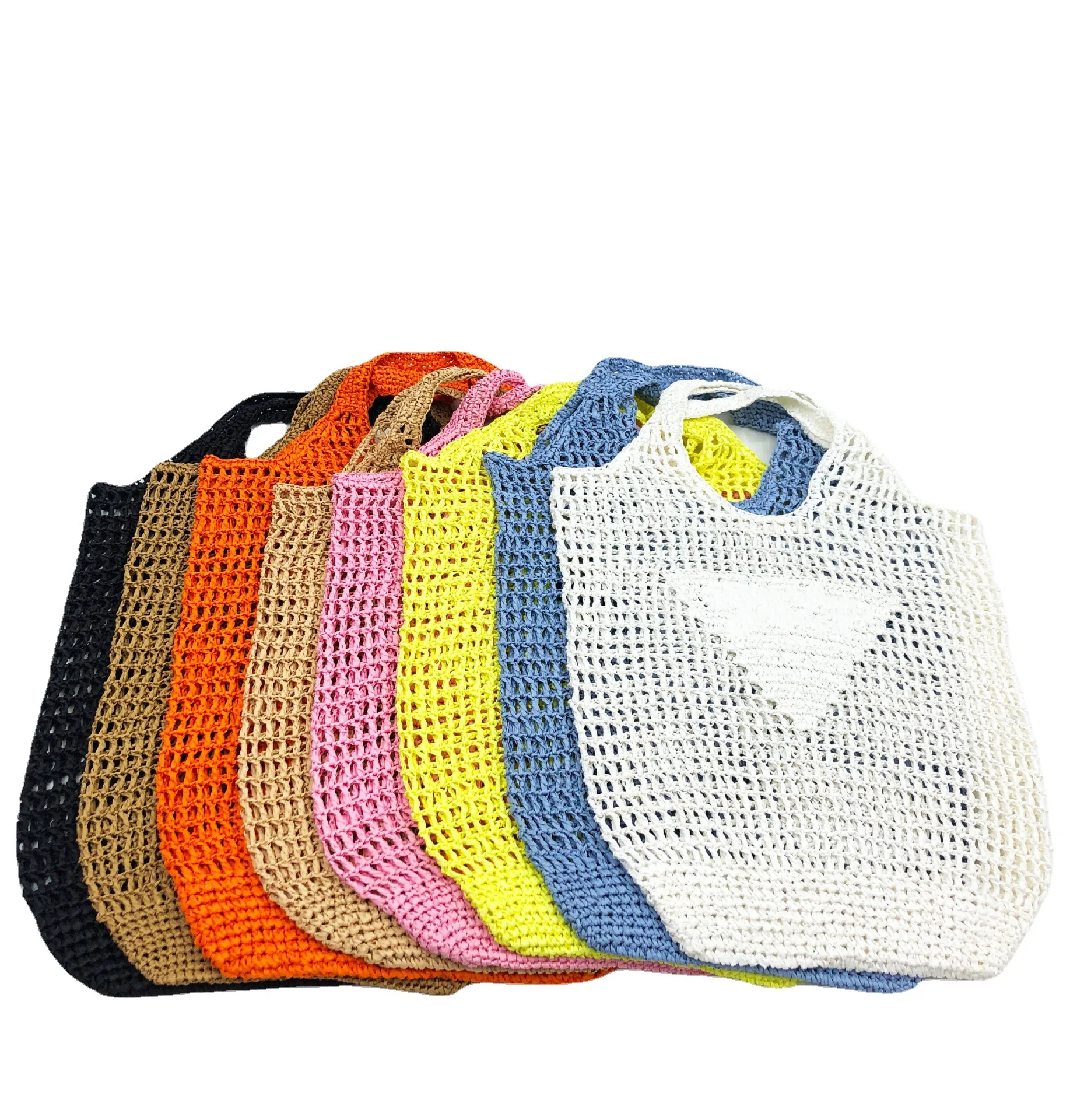 Hand-woven fashion hollow out handbag custom summer mesh straw tote bag paper beach bag for women
Hand-woven fashion hollow out handbag custom summer mesh straw tote bag paper beach bag for women