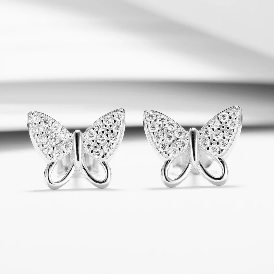 Lovely 925 Sterling Silver Cubic Zircon Earrings Sparkling Butterfly Stud Earrings Fashion Silver Jewelry Gift For Women
Lovely 925 Sterling Silver Cubic Zircon Earrings Sparkling Butterfly Stud Earrings Fashion Silver Jewelry Gift For Women