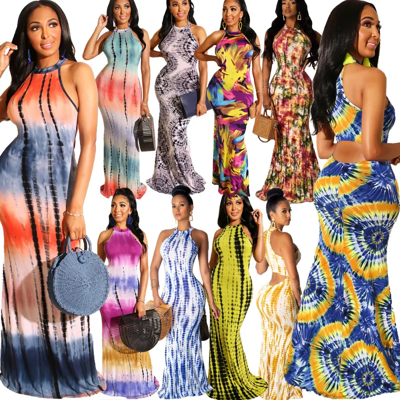 Cowinner 's High Neck Racerback Tie Dye Maxi Dress Bodycon Mermaid Evening Dress Gown, As picture show
Cowinner 's High Neck Racerback Tie Dye Maxi Dress Bodycon Mermaid Evening Dress Gown, As picture show