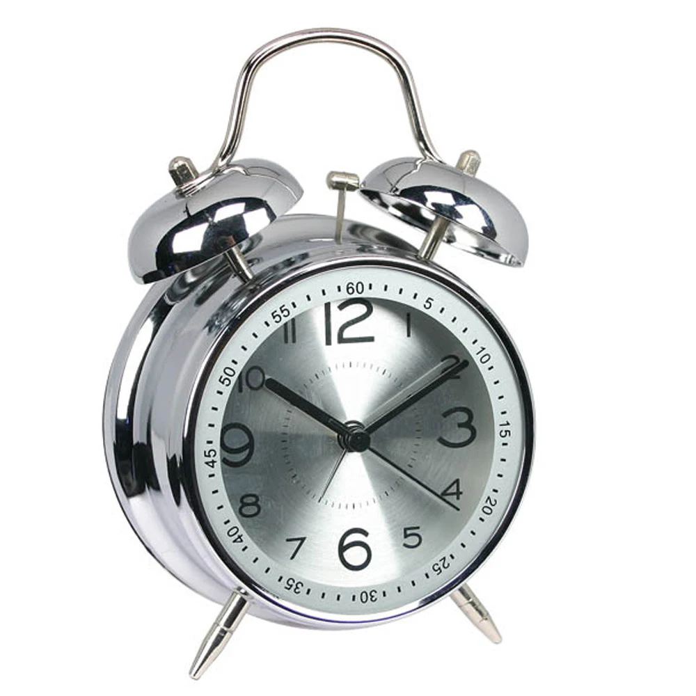 

Hot Selling Bed Room Decoration Metal Alarm Clock Twin Bell Clock, As pictures