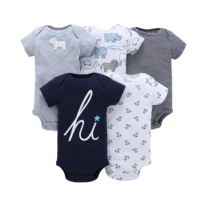 

High Quality Short-Sleeve 5Pieces Baby Bodysuit Set Import Baby Clothes From China
