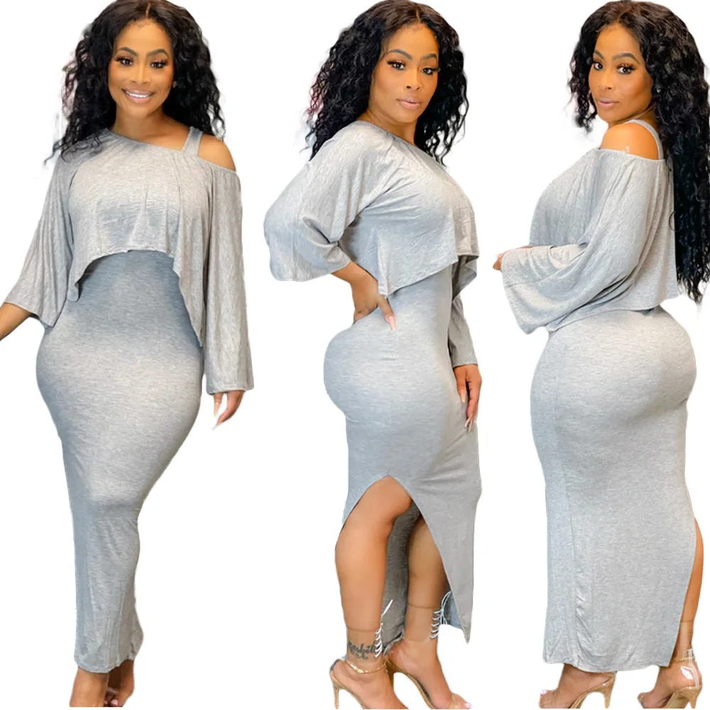 Dropshipping Newest Design Solid color sloping shoulder bat sleeves sleeves vest split long skirt casual two-piece suit women
Dropshipping Newest Design Solid color sloping shoulder bat sleeves sleeves vest split long skirt casual two-piece suit women