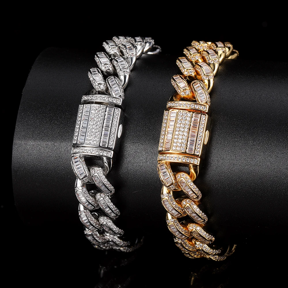 Hip-Hop Gold Plated Cuban Link Chain Luxury Diamond Mens Silver Bracelets Baguette Bracelet
Hip-Hop Gold Plated Cuban Link Chain Luxury Diamond Mens Silver Bracelets Baguette Bracelet
