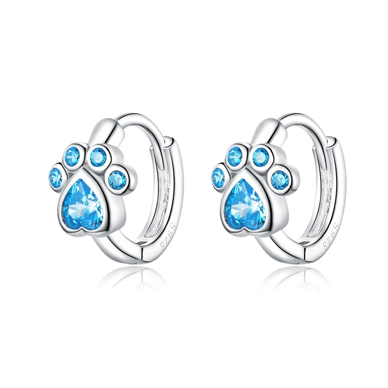 Hot selling earrings sterling silver blue zircon paw design S925 hoop earrings wholesale
Hot selling earrings sterling silver blue zircon paw design S925 hoop earrings wholesale
