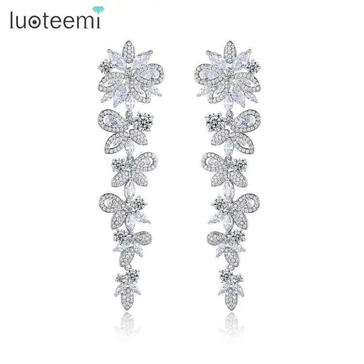 LUOTEEMI Luxury Flower Long Drop Chandelier Full Diamond Cubic Zirconia CZ Wedding Earrings Trend Bling Tassel Earrings
LUOTEEMI Luxury Flower Long Drop Chandelier Full Diamond Cubic Zirconia CZ Wedding Earrings Trend Bling Tassel Earrings