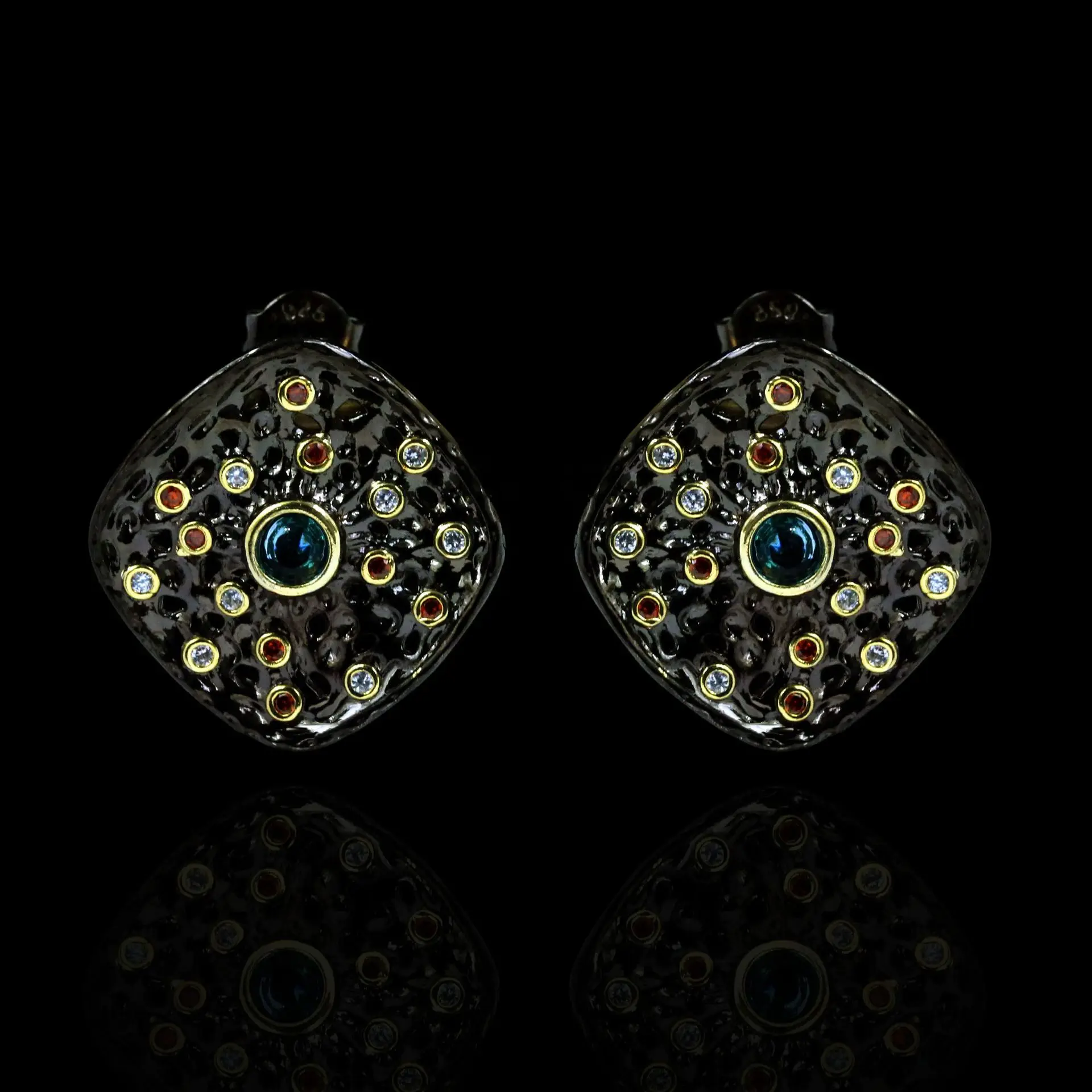 New Design KYED0441 Antique Gold Plated Colorful 3A Zircon Earrings for Women, Black
New Design KYED0441 Antique Gold Plated Colorful 3A Zircon Earrings for Women, Black