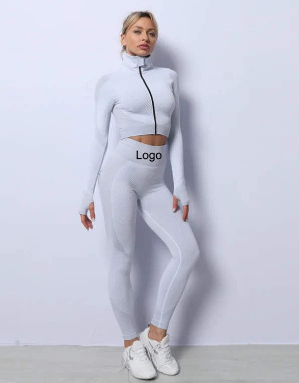 Newest Fashion Women Gray Long Sleeve Yoga Set Gym Clothing Zippered Tops High Waist Seamless Leggings Sport Suit
Newest Fashion Women Gray Long Sleeve Yoga Set Gym Clothing Zippered Tops High Waist Seamless Leggings Sport Suit