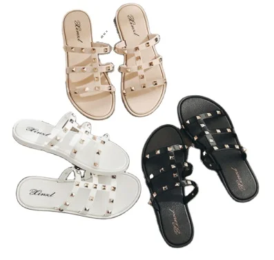 2021 Outdoor Beach Sandals Pvc material quality rivet Non-slip ladies flat sandals woman slipper, White, black, brown
2021 Outdoor Beach Sandals Pvc material quality rivet Non-slip ladies flat sandals woman slipper, White, black, brown