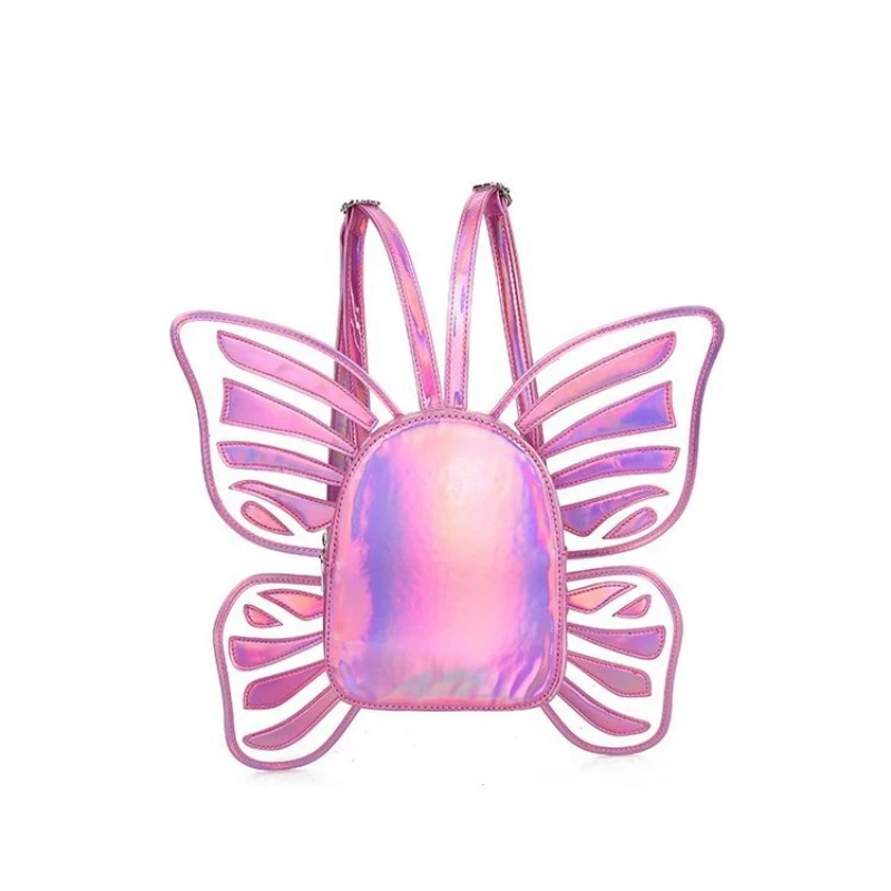 2020 transparent holographic laser backpack butterfly shoulder bag angle wing for lady girls, Pink 
2020 transparent holographic laser backpack butterfly shoulder bag angle wing for lady girls, Pink
